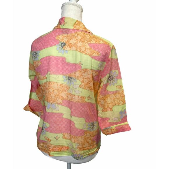 Sigrid Olsen Collection Women's Patchwork Button Up Shirt Blouse Floral Sz Small - Picture 3 of 8